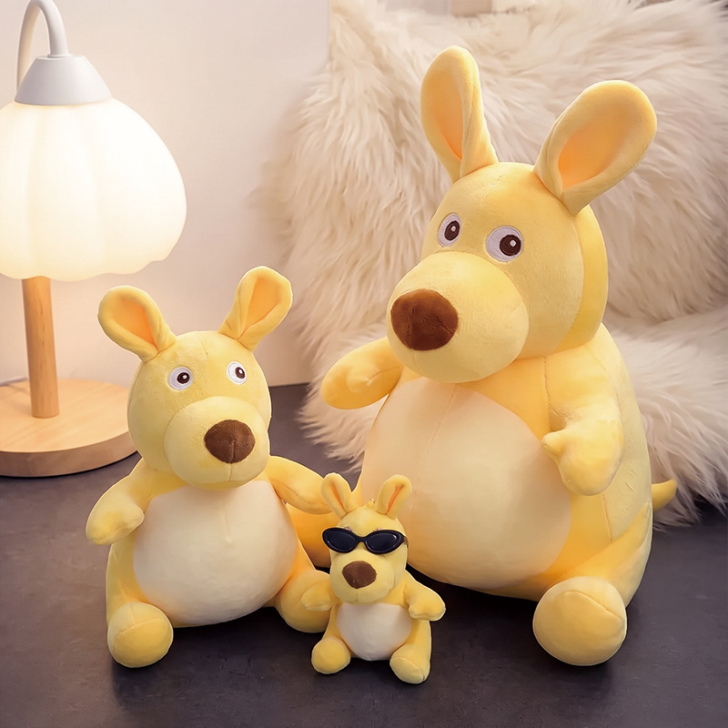 Abstract chubby yellow mouse plush toy pendant, kangaroo fun doll bag decoration, gift for girls