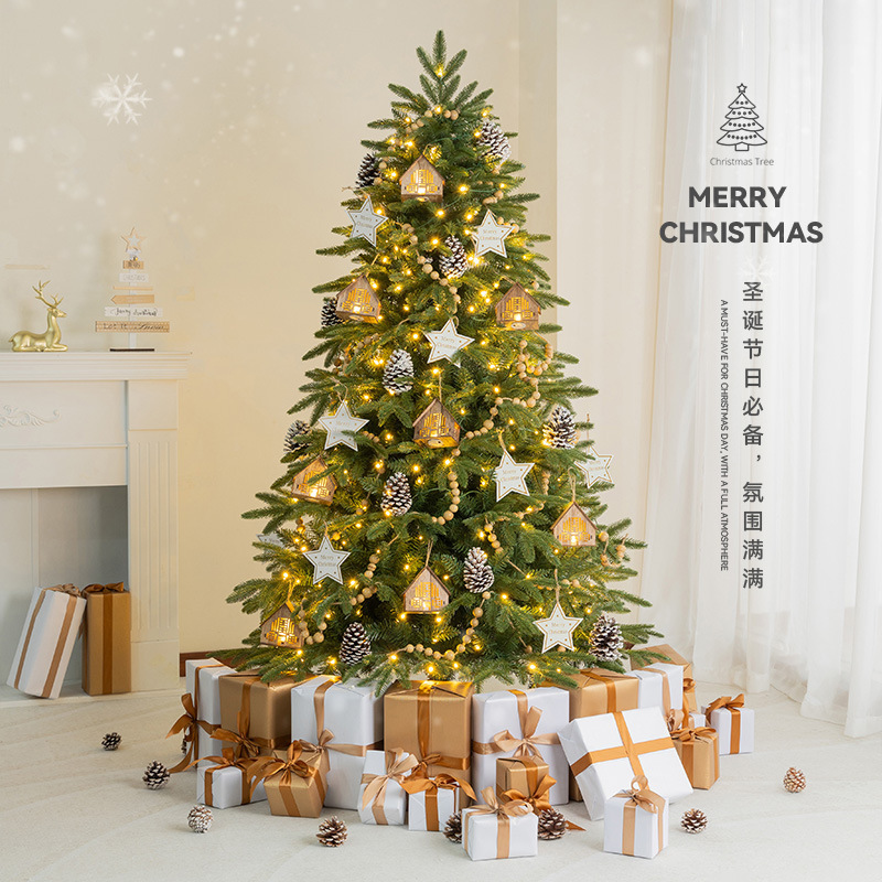 Decoración navideña para el hogar, adornos artificiales, paquete de decoración navideña con luces, modelo grande nuevo 2024