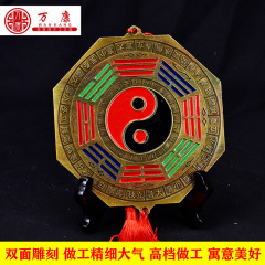 獅咬劍虎頭掛牌八卦鏡凸鏡家居掛件大門虎頭牌獸頭睚眥獅咬劍擺件