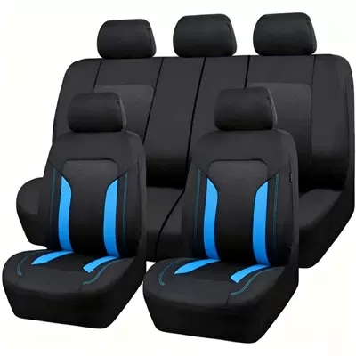 on Amazon, Wish, and AliExpress, Universal seat cover - black-and-blue-full-set-of-nine-pieces-for-a-five-seater-vehicle