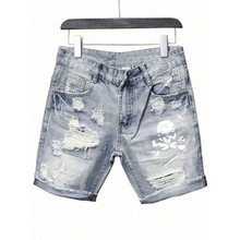 M 17420 Ripped denim capris �ƶ�ţ����ֿ�羳����ͨ����