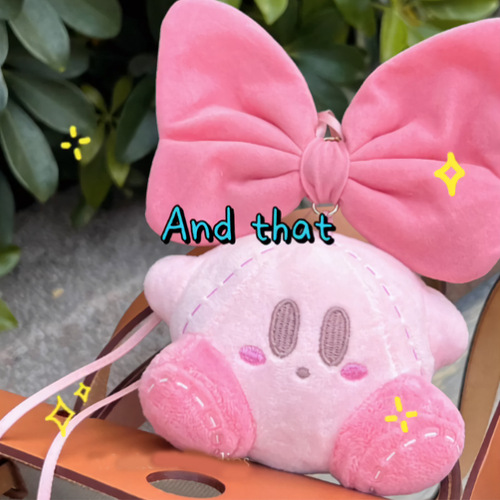 Cartoon Star Kirby Car Ornament Girl Bow Car Hanging Decor Plush Schoolbag Small Ornament