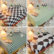 PVC桌布防水防油ins风现代简约格子电视柜盖巾学生书桌茶几餐桌布