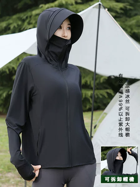 Breathable Professional 2026 New Model Sun Protection Clothing for Women, Summer Hat and Face Mask Integrated, Anti-Uv Ice Silk Sun Protection Jacket