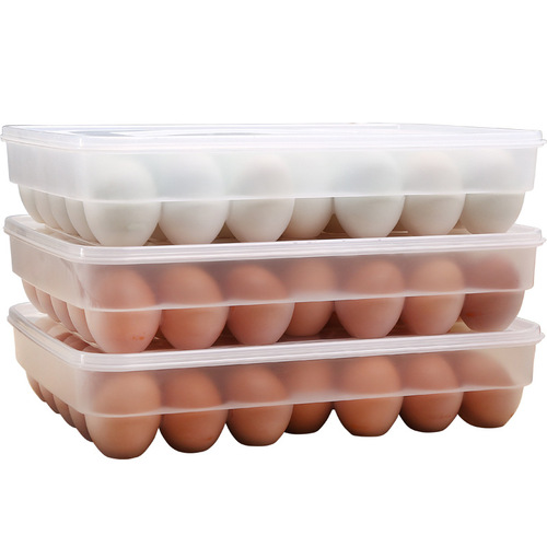 Single-layer 34-cell egg carton, one cover dumpling storage box, kitchen refrigerator with cover, fresh egg stand, vertical wholesale