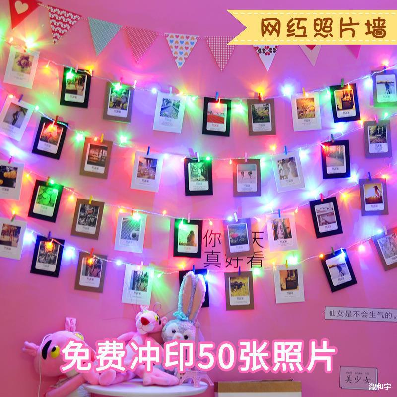 Trendy Photo Wall Decoration Clips with Twine for Printing Photos, Girly Hanging Bedroom Wall Photo Frame Wall Hanging
