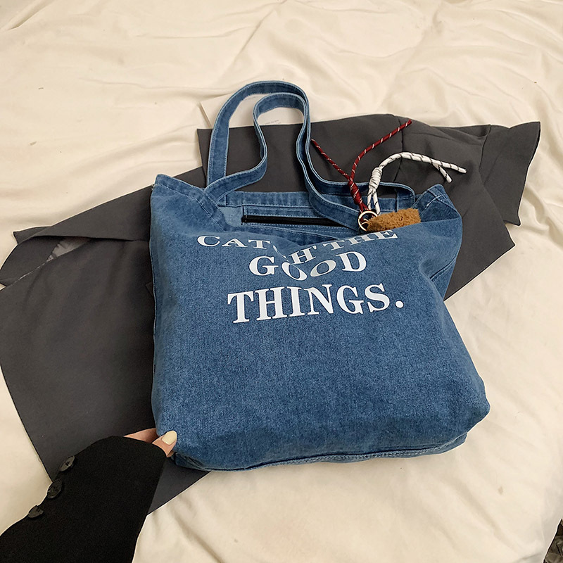 2024 otoño y invierno coreano bolsas de denim casuales de compras versátiles portátiles de gran capacidad bolsas de hombro