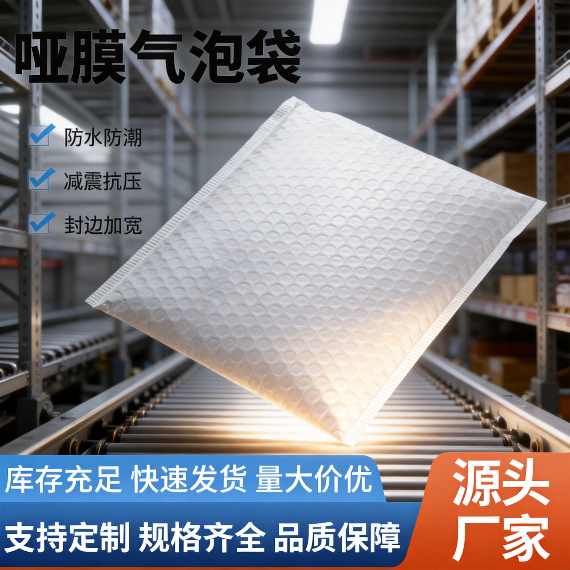 哇噢哑光膜防水防尘防潮服饰数据线礼盒快递打包信封袋加厚气泡袋