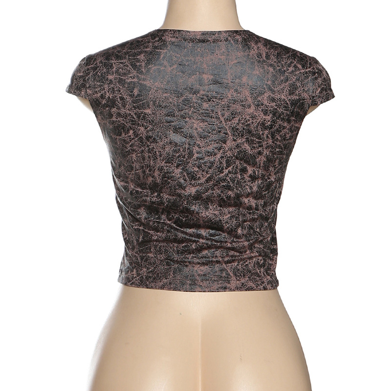 Personalized Printing Hollow Out Cutout Sexy Sexy Stitching Women Top