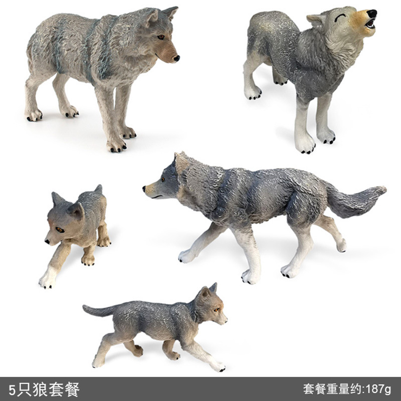 Simulación transfronteriza animal lobo siberiano rey modelo combinación Lobo Rey bebé Lobo macho hembra Lobo sólido juguete estático