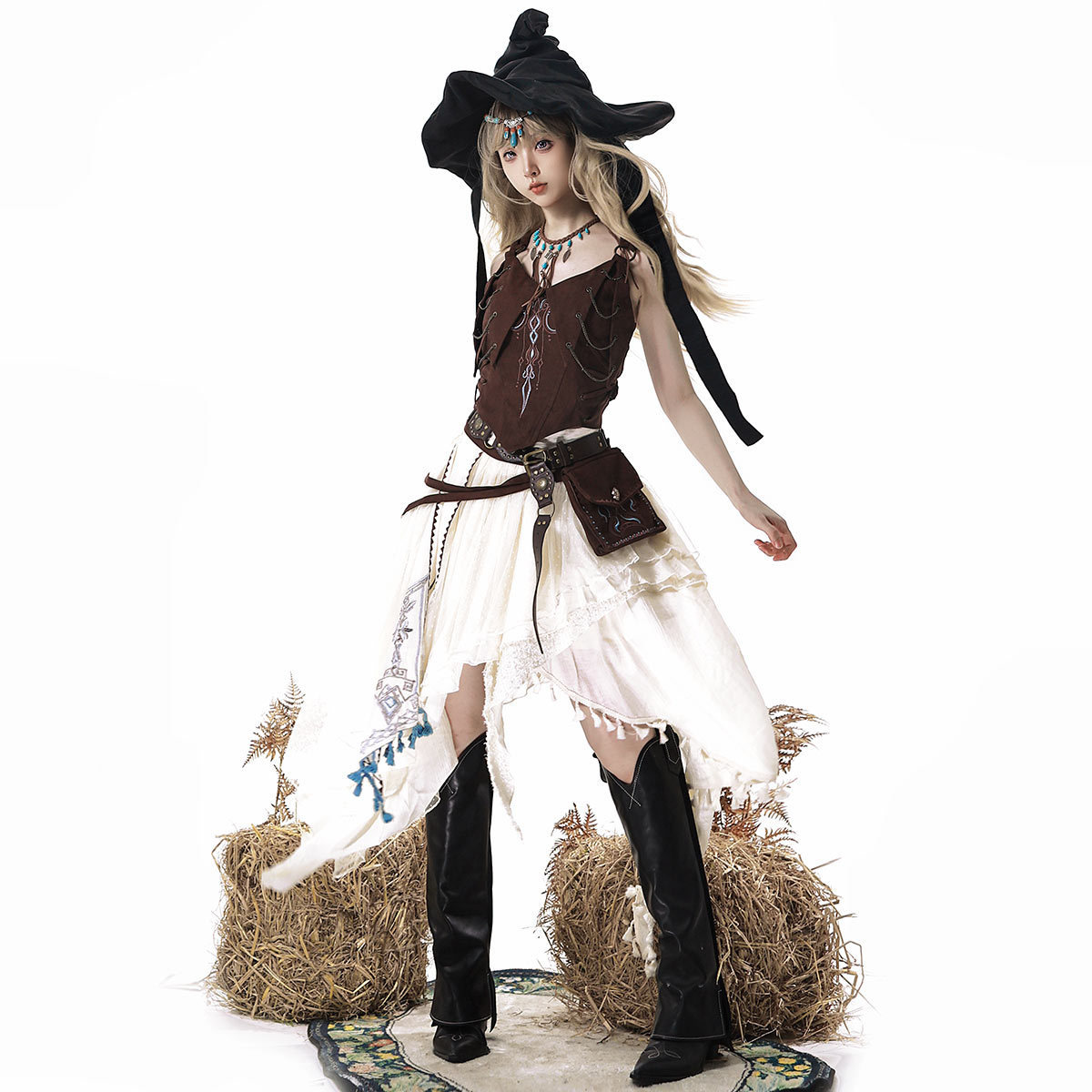 2026 Xiong Doujiang Original Dune Shadow Wasteland Style Lolita Top, Skirt, and Waist Bag Set 7336
