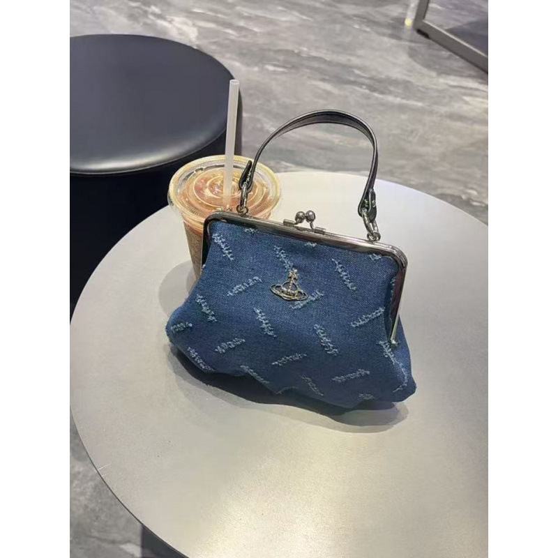 Vivienne Westwood kiçik kanvas çanta, denim klip modeli