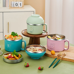 Stainless Steel Fast Food Cup Double Layer Lunch Box Meal Magic Student Dormitory Canteen Adult Student Bento Box Portable Meal