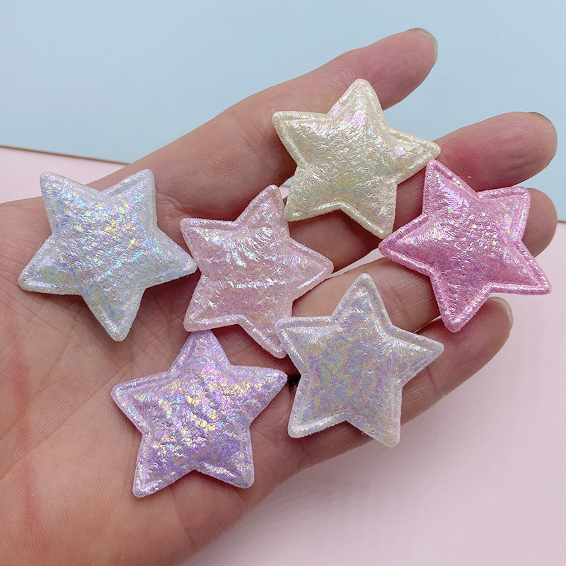 Ultrasonic embossing pearlescent fabric five-pointed star DIY hair accessories hair clip material baking plug-in garment accessories accessories