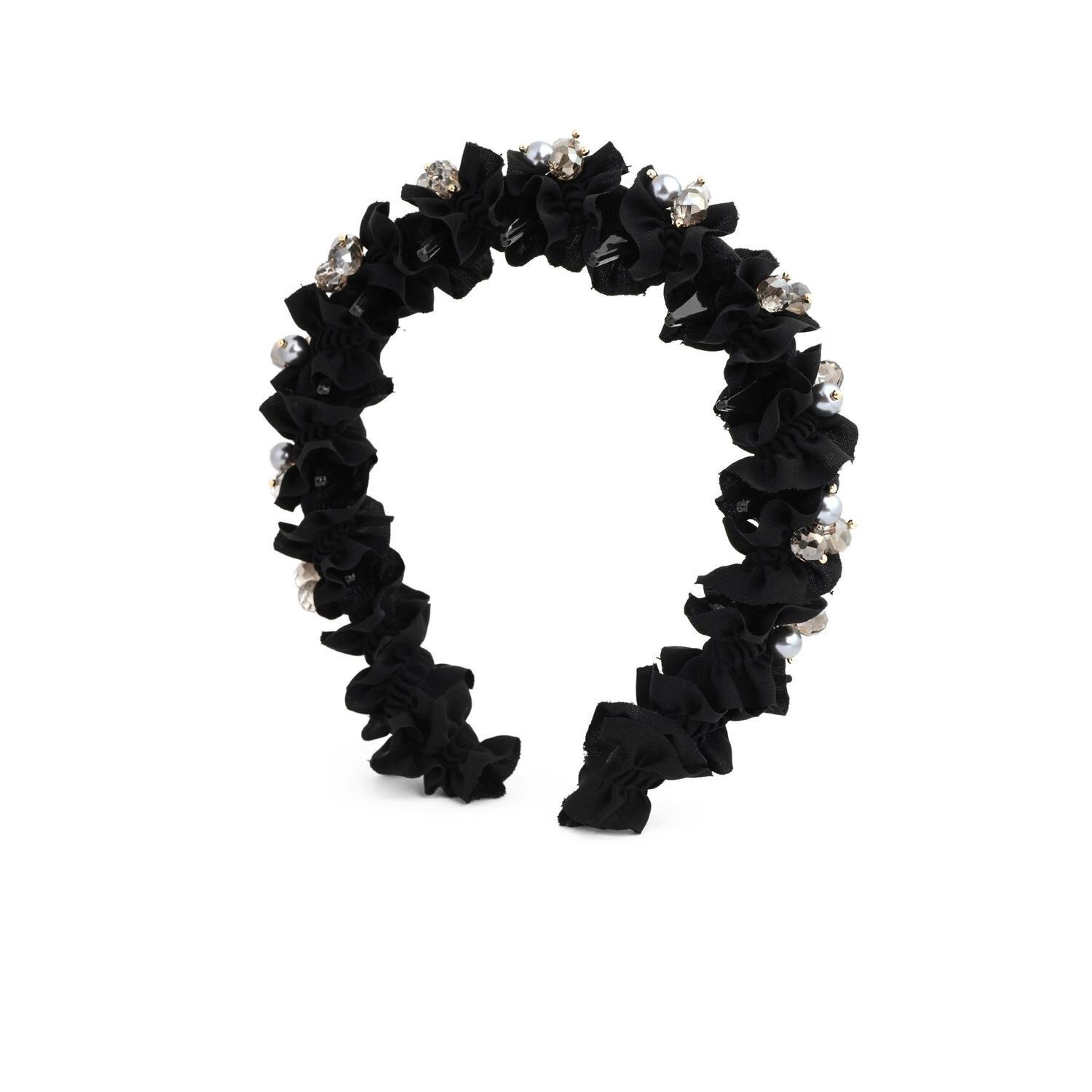 【花韻】發箍木耳邊黑布纏繞頭箍高顱頂波浪齒髮飾百搭黑色頭飾女