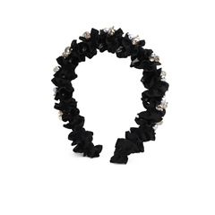 【花韻】發箍木耳邊黑布纏繞頭箍高顱頂波浪齒髮飾百搭黑色頭飾女