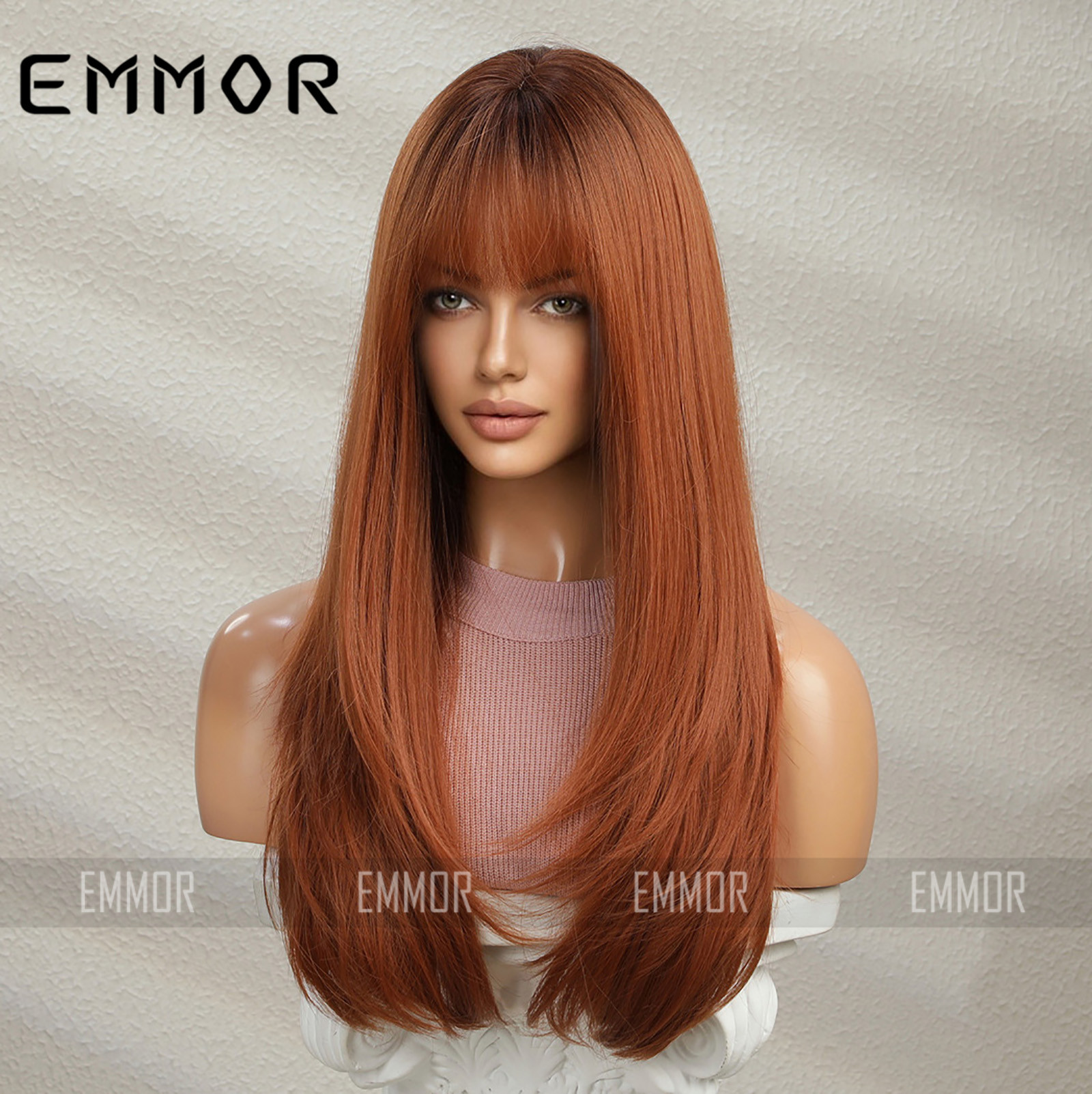Women's Elegant Party Street High Temperature Wire Bangs Long Straight Hair Wigs display picture 2