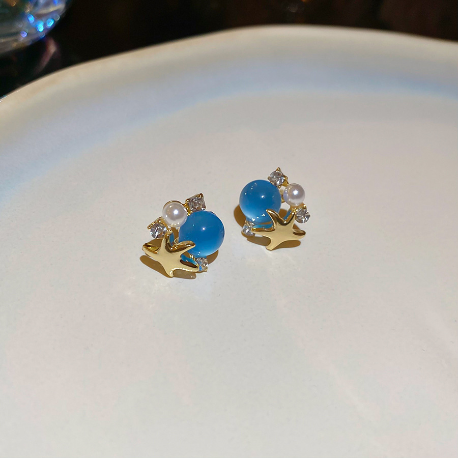 Flores azules vintage medievales pendientes de goteo de aceite ligero lujo alta sensación de joyería Yiwu fábrica al por mayor image 35