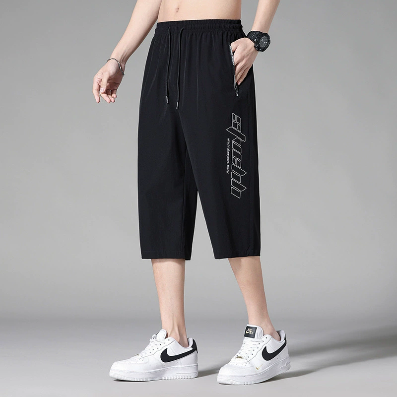 Шелковые брюки, летние тонкие спортивные шорты с быстрой сушкой для отдыха, оверсайз