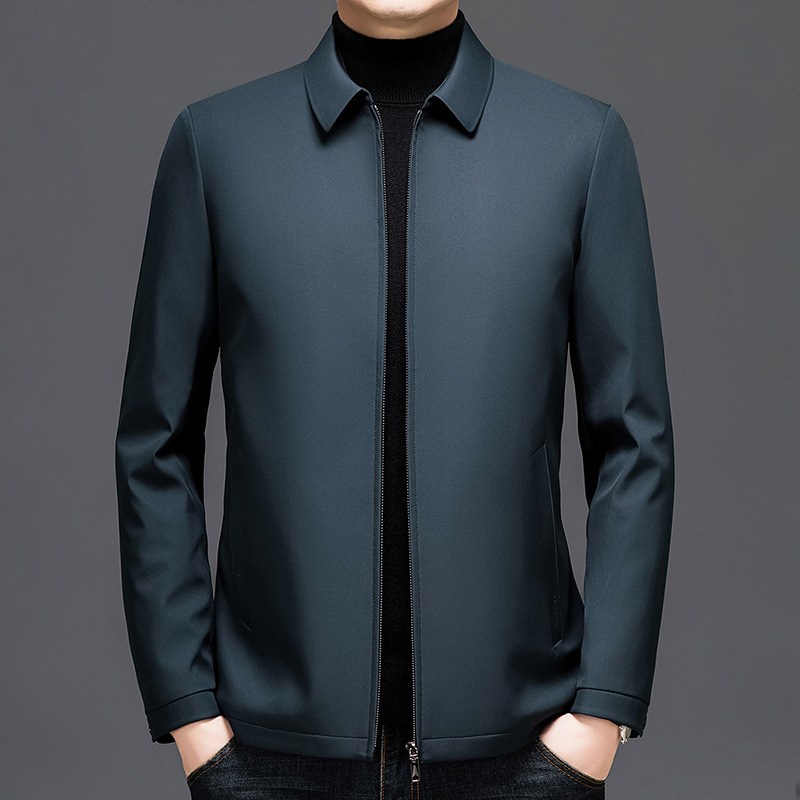 轻奢时尚棉衣夹克冬季商务爸爸男装加厚保暖免烫茄克棉服棉袄外套