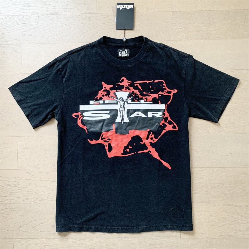 美潮地獄の星insと同じレトロなプリント上着男女のカジュアルなファッション綿の水洗い半袖tシャツ|undefined