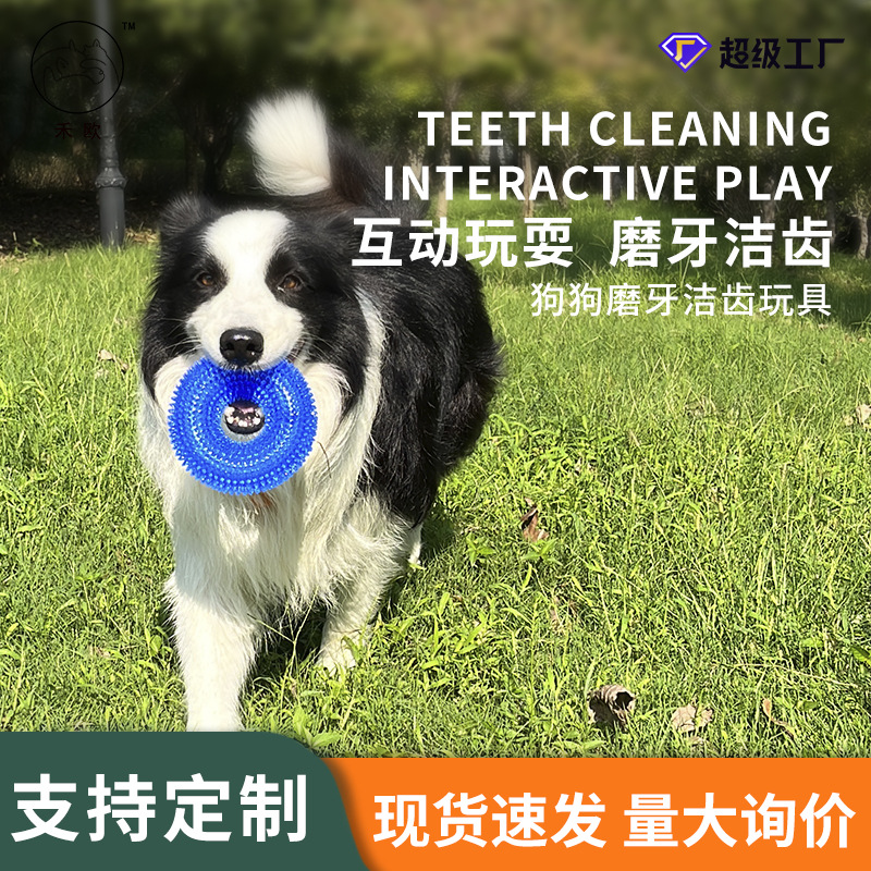 Factory Direct Sales of Large Dog Bite-Resistant Squeaky Toys, Pet Bite-Resistant Spike Ring, Dog Teething Toys for Golden Retrievers