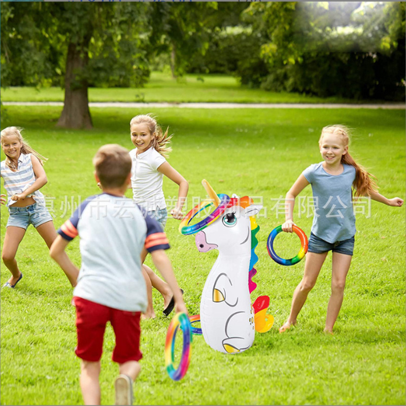 New hot inflatable unicorn ferrule toy PVC water tumbler thrower children's water toy
