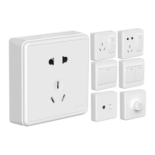 Chint surface-mounted switch socket, household wall-mounted ultra-thin exposed wiring box, 16A air conditioner, 5-hole panel, white multi-hole, 1C