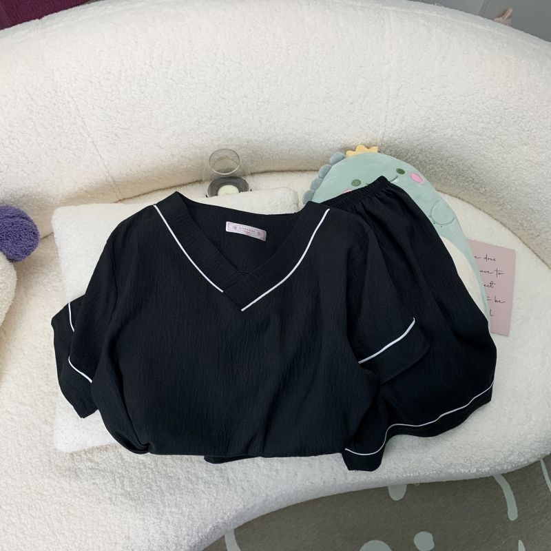 Cloud cotton erkak pijamasi - V yaka, nozik, qopqoq