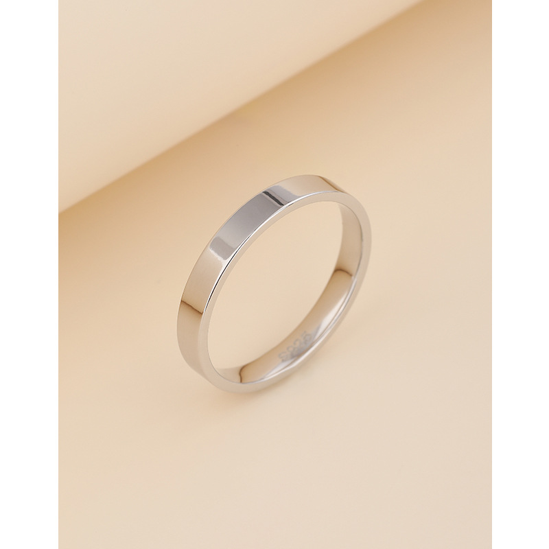 Anillo brillante Mujer S925 plata esterlina simple personalidad de moda ins anillo de dedo índice par cerrado anillo liso anillo hombres