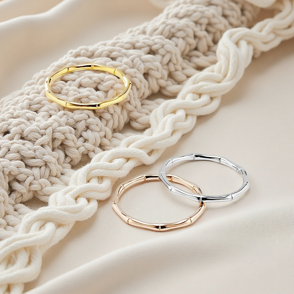 Senior Niche Elegant Bamboo Titanium Steel Ring Women's Ins Cold Wind Not Fading Couple Trendy Men's Ring Hand Jewelry