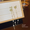 Earrings from pearl, universal silver needle, advanced fashionable accessory, light luxury style, silver 925 sample, high-quality style