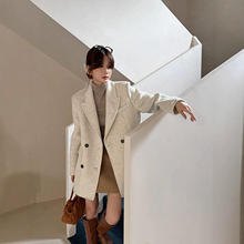 【摩城唱片】双面羊毛大衣女秋冬宽松休闲毛呢子外套西装2025新款