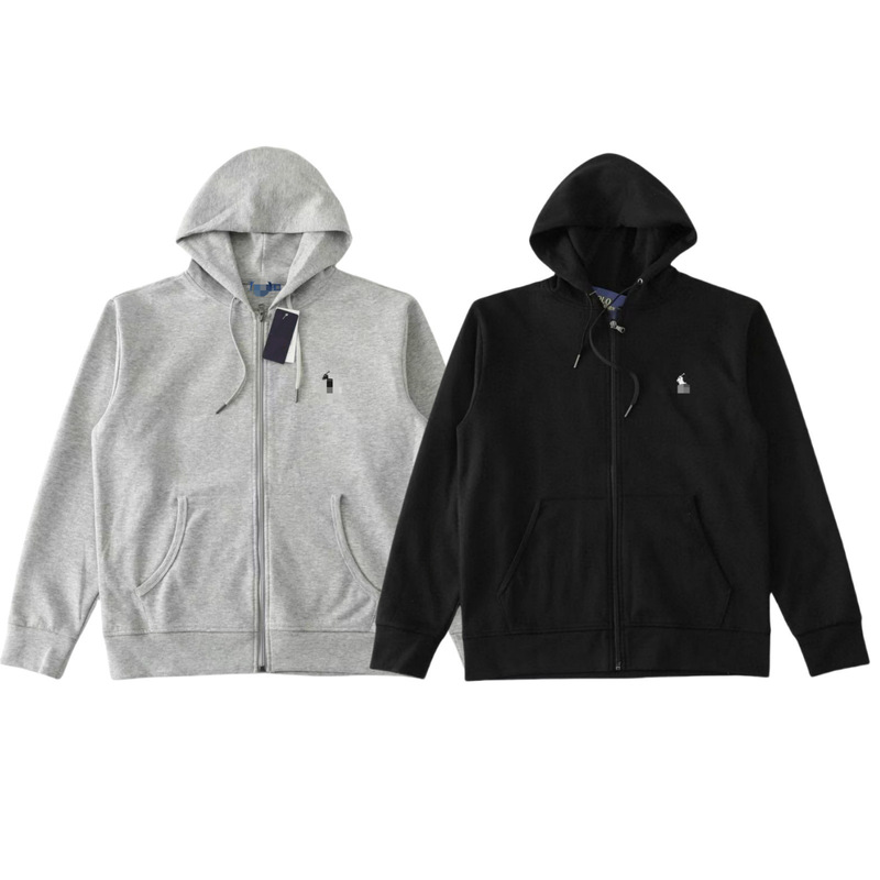 Cross-Border Sweatshirt with Zipper for Men and Women, Terry Cloth, Pony Logo Embroidery, Hooded Sweatshirt, Sports Casual Cardigan Rl Jacket
