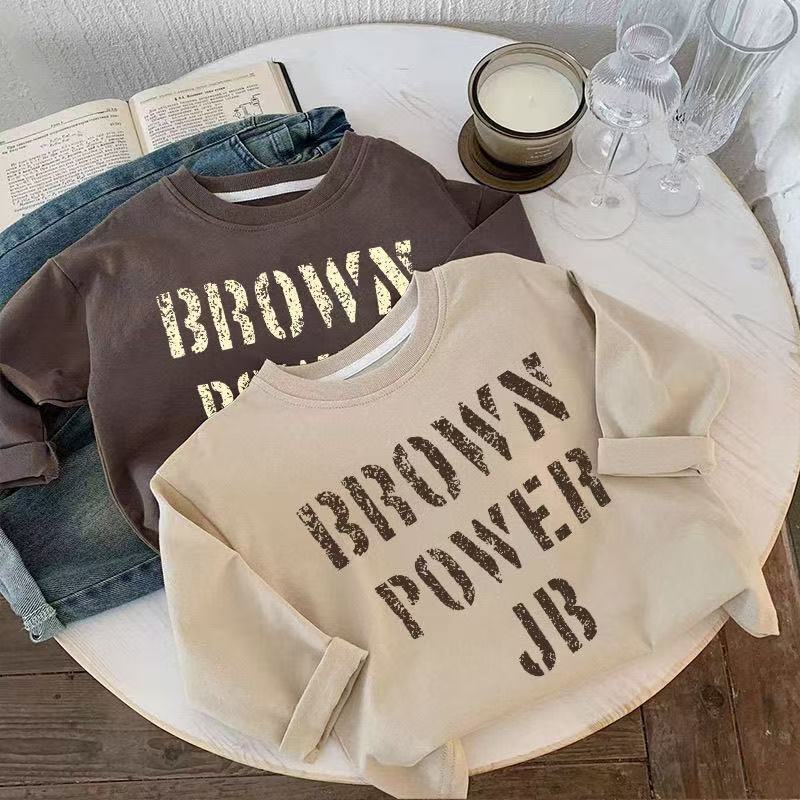 Children's Autumn Long-Sleeved T-Shirt New K-Style Boys and Girls Casual Letter Tops Round Neck Loose Bottoming Shirts Children's Autumn Long-Sleeved T-Shirt New K-Style Boys and Girls Casual Letter Tops Round Neck Loose Bottoming Shirts