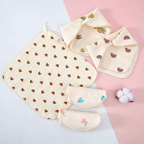Baby A-class spit cloth, four-layer cotton gauze bib, small square, soft, absorbent, kindergarten children's handkerchief, wholesale