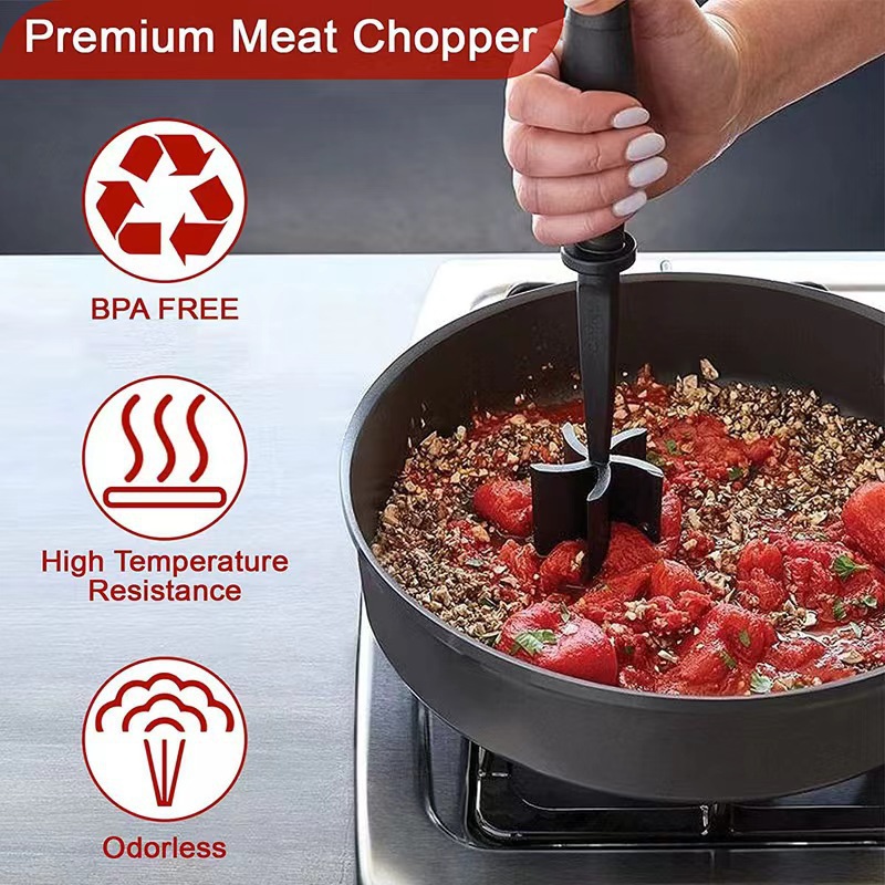 Plástico MeatChopper cortador de carne de mano cocina raspador cortador de carne picada pala mezcladora transfronteriza