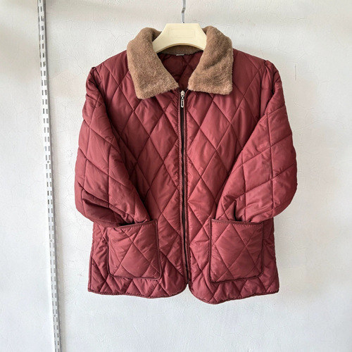 Cozy Maternity Short-Winter Wool Collar Parka for Middle-Aged Women, Stylish and Warm Cotton Jacket