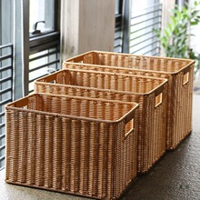 Kens收纳筐仿藤编大号 INS风橱柜衣柜整理篮简约客厅储物筐玩具筐