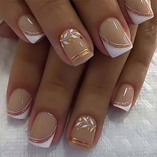 Cross-Border Foreign Trade Wearable Nails French Simple Short Square Nails Press on Nails Fake Nails Manicure Wholesale