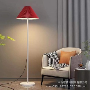 Pleated Night Light Floor Lamp Bedroom Living Room Nordic French Atmosphere American Style Retro Sofa Ornaments Vertical Table Lamp