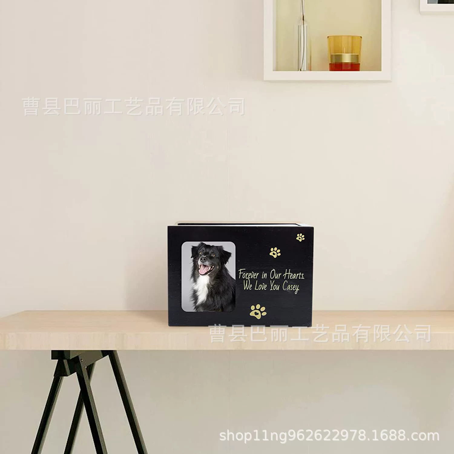 Пользовательские Pet Curns Dead Твердая деревянная памятная коробка с фоторамкой Деревянный гроб для домашних животных Кошки и собаки Курны