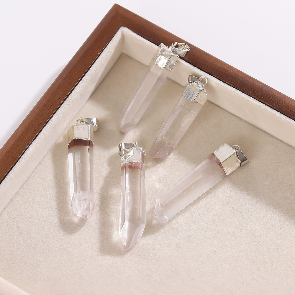 natural water, hexagonal white crystal, pendant, natural ore, accessory, DIY