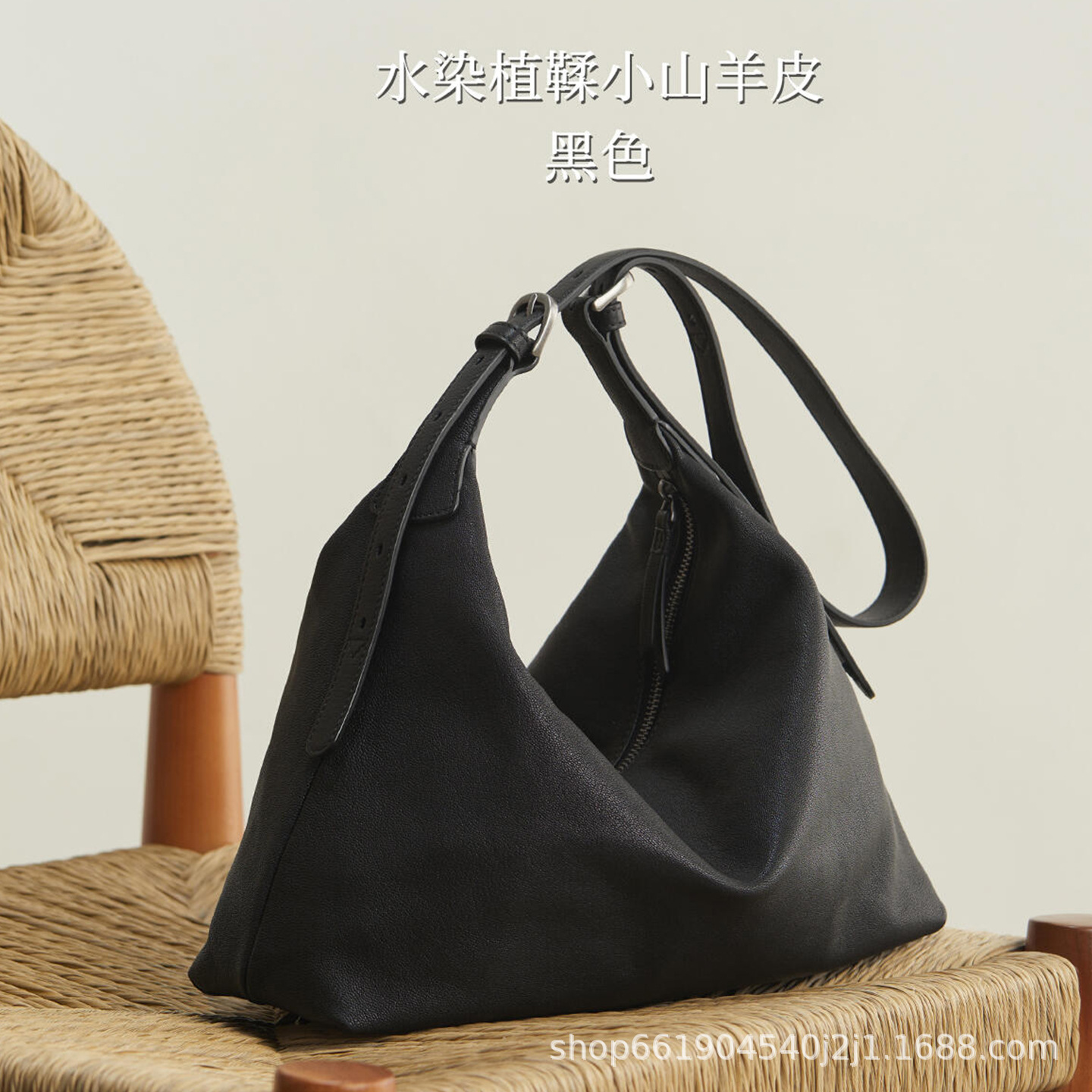 Qiu Zhen Vegetable Tanned Cowhide & Sheepskin Double-Handle Hobo Bag Large Capacity Shoulder Crossbody Commuter Bag For Women - Thumbnail 2