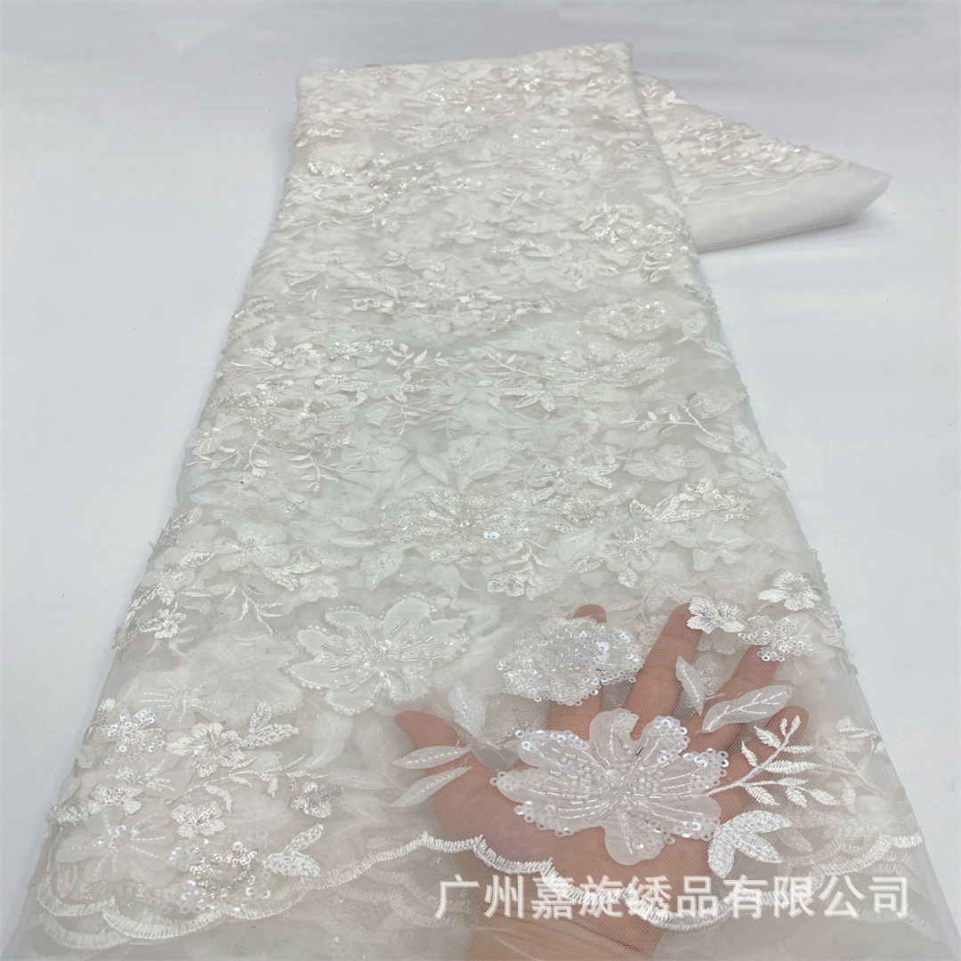 Tela multicolor con bordado láser para Hanfu y Qipao, con patrones florales, lentejuelas, encaje, para vestidos de fiesta y pasarela, tela para ropa infantil.