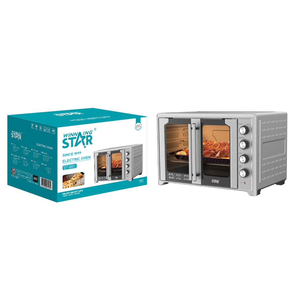 Winning star cross-border exclusivamente 75L horneado pollo asado pizza hogar acero inoxidable puerta a puerta horno francés