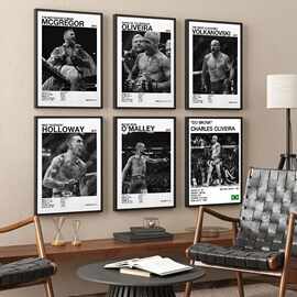 黑白Ultimate格斗冠军UFC海报厂家批发装饰画外贸入仓货源速卖通