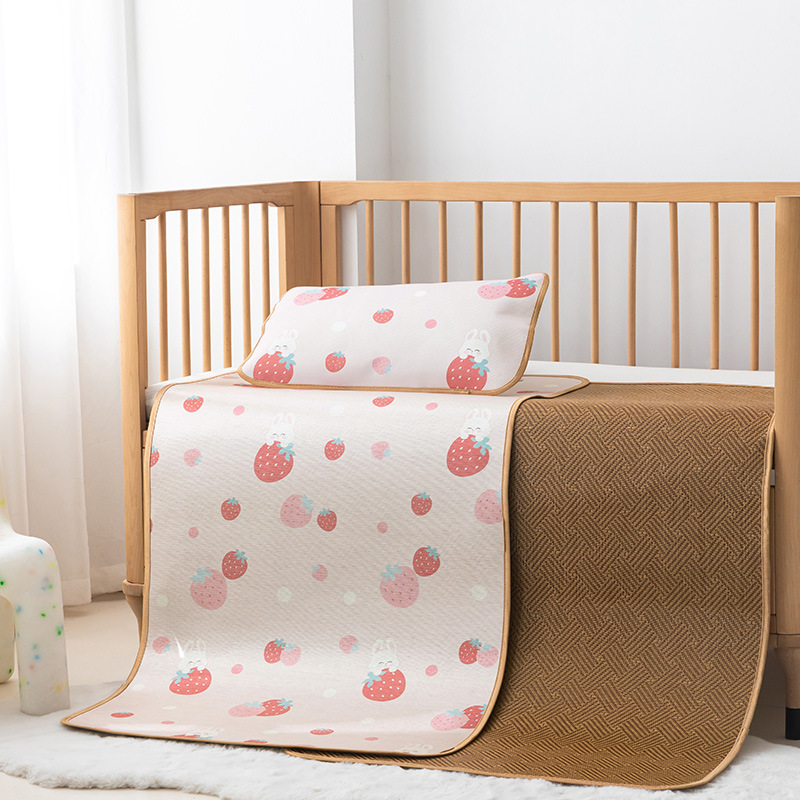 ✅ Baby Cooling Mat, Baby Crib Ice Silk Mat, Kindergarten Nap Mat, Summer Double-Sided Children's Rattan Mat, Double-Sided Mat