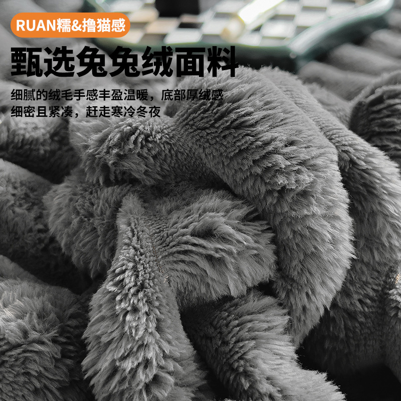 Sábanas de peluche de conejo de invierno de peluche de peluche de leche de peluche de coral dormitorio de peluche de peluche de peluche de una sola persona nueva manta de peluche