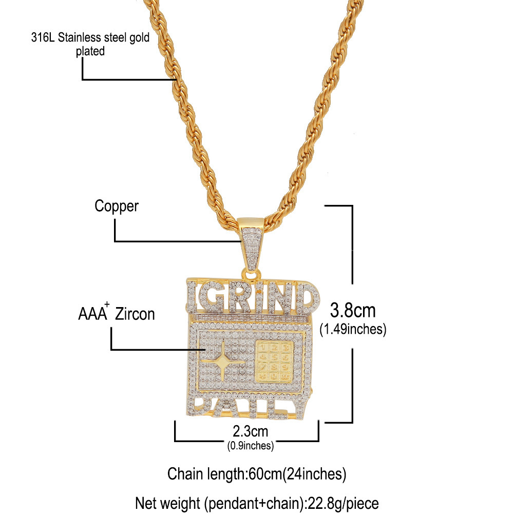 Nuova cassaforte hip-hop personalizzata di vendita calda con collana di gioielli di tendenza con ciondolo micro zircone intarsiato_voghion.com